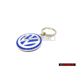 Original VW Double Sided Metal Keychain Blue White Enamel Keyring - 000087010C