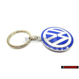Original VW Double Sided Metal Keychain Blue White Enamel Keyring - 000087010C