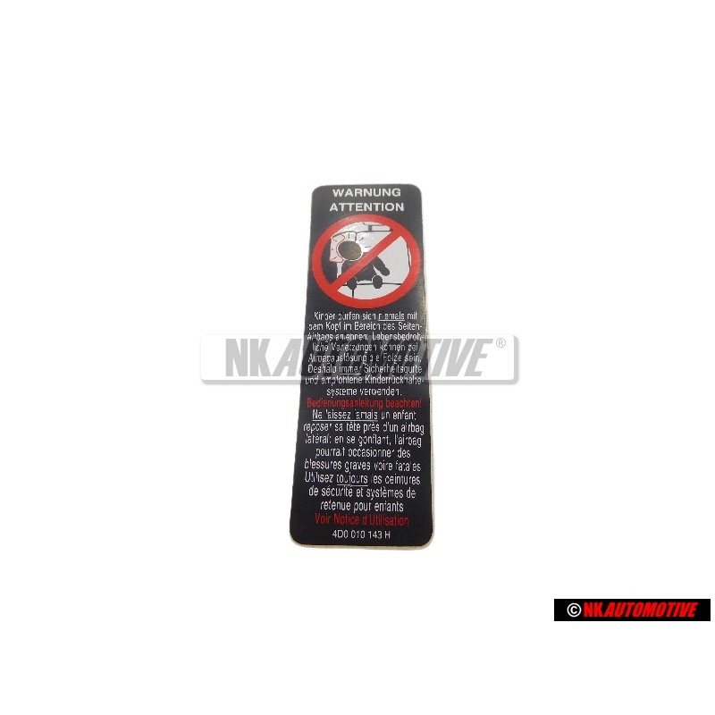 Original Audi Data Plate - 4D0010143H
