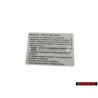 Original VW Sticker -Warning Safety Precautions - 3B0010228L