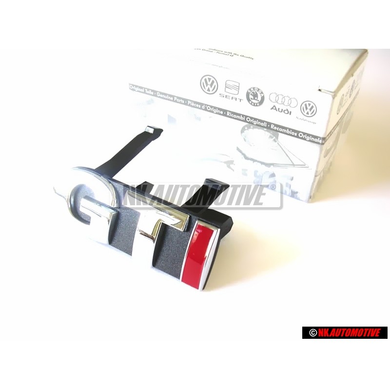 Original VW GTI Front Grill Badge Chrome Red - 6E0853679C KTP