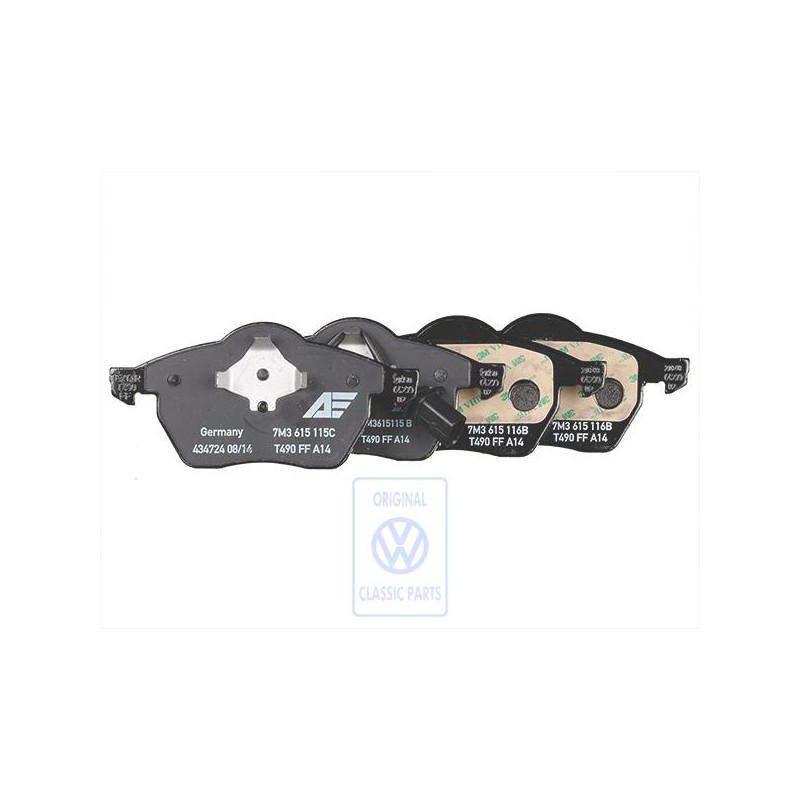 Original VW 1 Set: Brake Pads With Wear Indicator For Disc Brake - 7M3698151