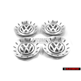 4x Original VW Hup Cap Brilliant Chrome/Dolomite Grey - 1C0601149B GRB
