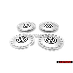 4x Original VW Hub Cap Brilliant Chrome/Dolomite Grey - 1C0601149A GRB