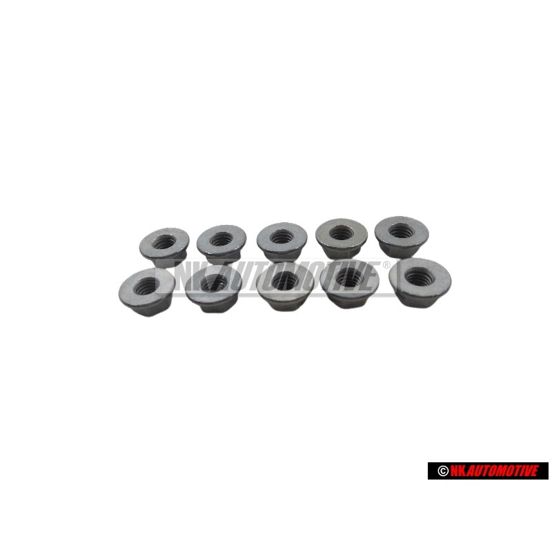10x Original VW Hexagon Collar Nut M5 - N 10017304