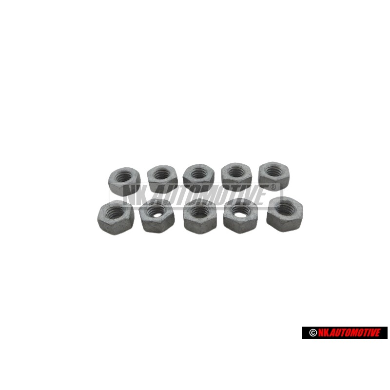 10x Original VW Hexagon Nut M6 - N 01100636