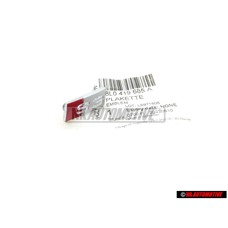 Original Audi S3 Steering Wheel Badge Chrome Red - 8L0419685A