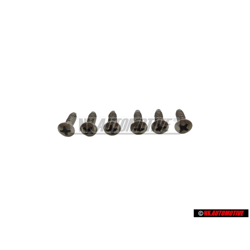 6x Original VW Oval Hd. Csk. Self-Tapp. 