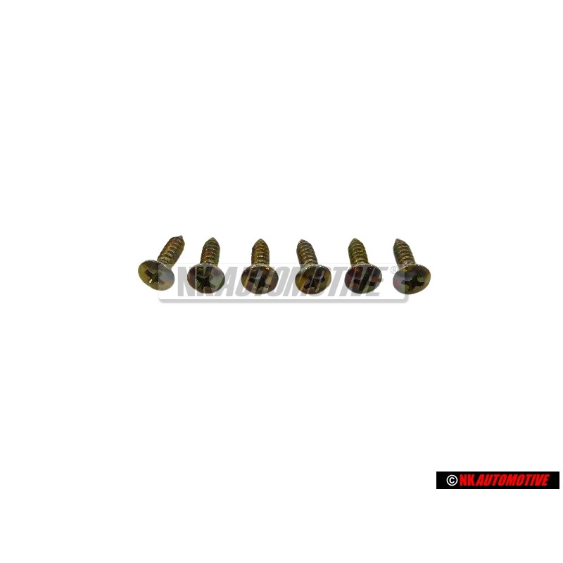 6x Original VW Oval Hd. Csk. Self-Tapp. 