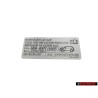 Original VW Data Plate For Tyre Pressure - 2K0010422J