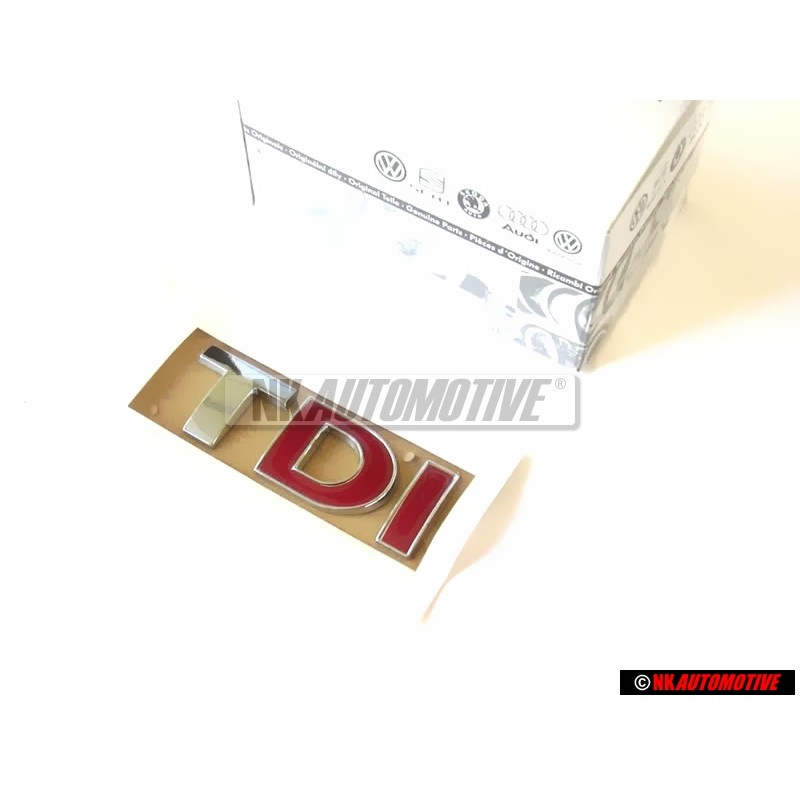 Original VW TDI Rear Trunk Boot Badge Emblem Chrome Red - 3B0853675ACGQF