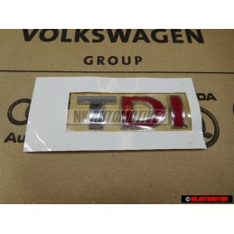 Original VW TDI Rear Trunk Boot Badge Emblem Chrome Red - 3B0853675ACGQF