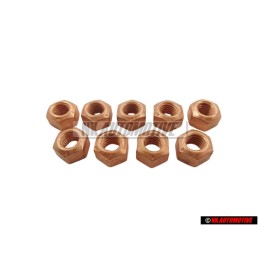 9x Original VW Hexagon Nut, Self-Locking - N 0221464