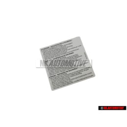 Original VW Sticker -Warning Safety Precautions - 1T0010342R