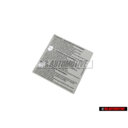 Original VW Sticker -Warning Safety Precautions - 1T0010342R