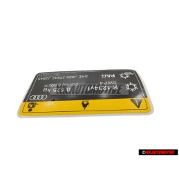 Original Audi Sticker For Air Conditioner - 8W0010515B