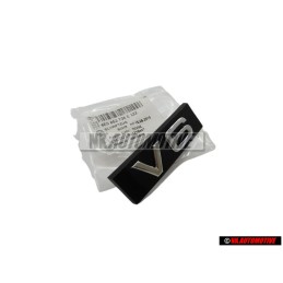 Original Audi V6 Front Grill Badge Emblem Black Chrome - 4E0853736E 2ZZ