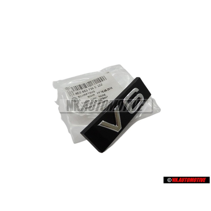 Original Audi V6 Front Grill Badge Emblem Black Chrome - 4E0853736E 2ZZ