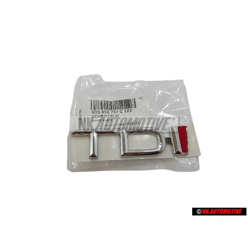 Original Audi TDI Rear Boot Badge Emblem Chrome Red - 8D5853737C 2ZZ