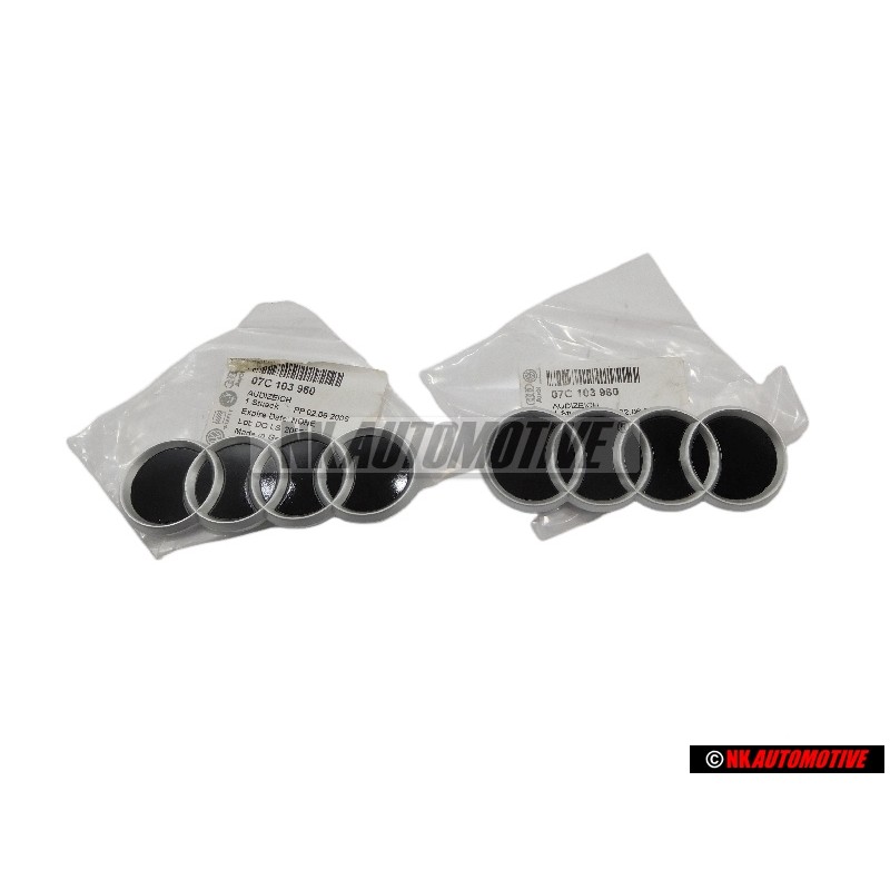 2x Original Audi Rings Engine Cover Badge Emblem Black Chrome - 07C103960