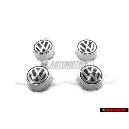 4x Original VW Hub Cap Chrome Coloured Metallic - 2D0601149C 091