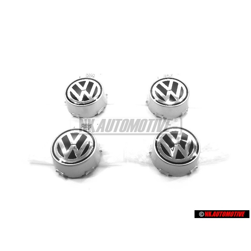 4x Original VW Hub Cap Chrome Coloured Metallic - 2D0601149C 091