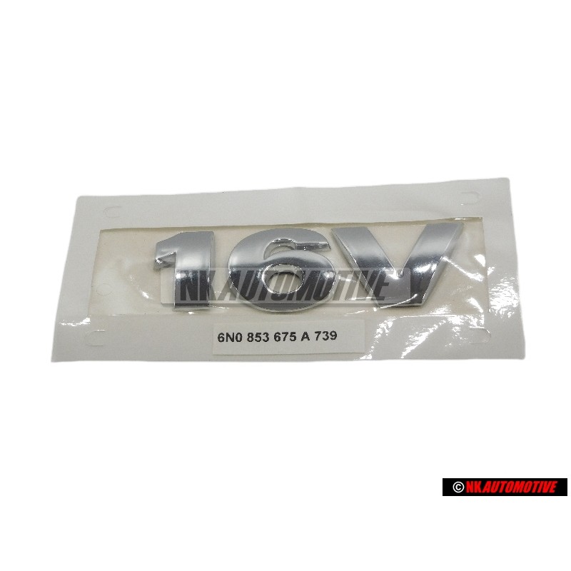 Original VW 16V Rear Trunk Boot Badge Emblem Chrome - 6N0853675A 739