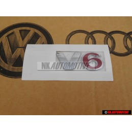 Original VW V6 Rear Trunk Boot Badge Emblem Chrome Red - 1J0853675AAGQF
