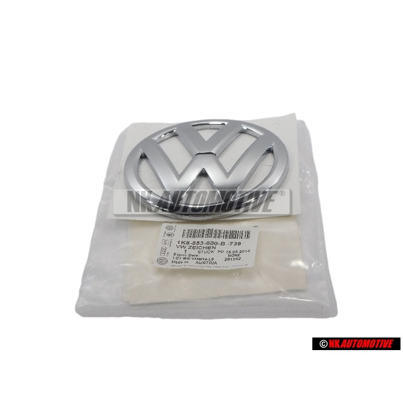 Original VW Front Bonnet Hood Badge Emblem Chrome - 1K8853600B 739