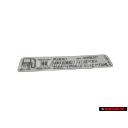 Original VW Sticker 98 OCT - 037010057R
