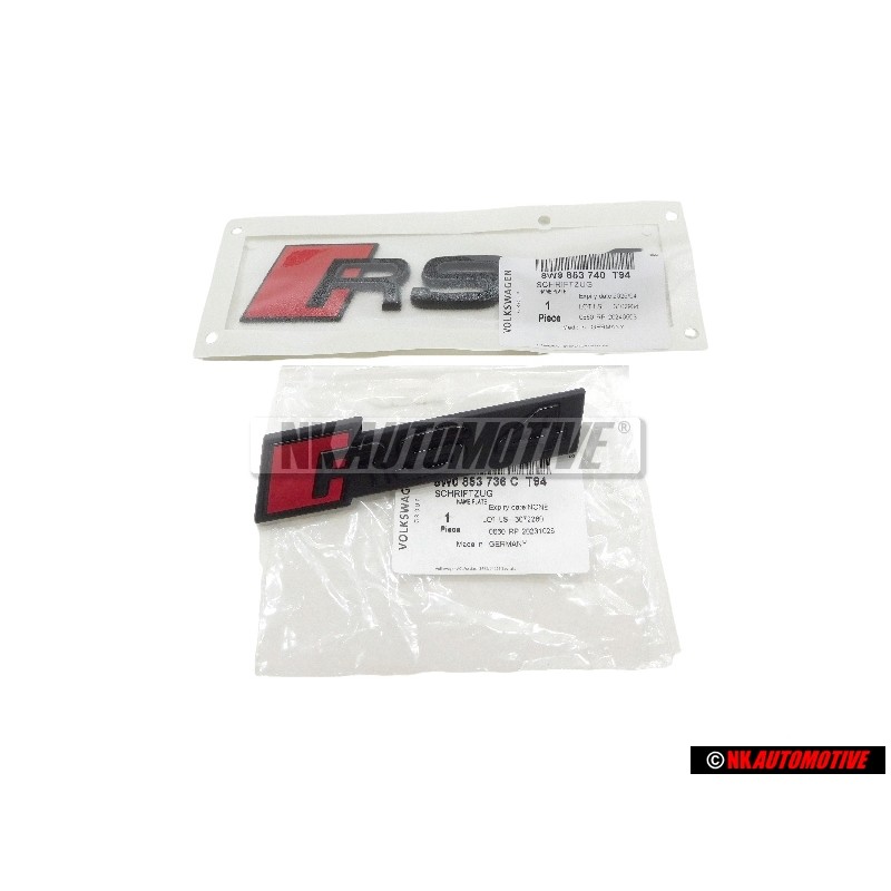Original Audi SET Front Grill & Rear Boot Badge Emblem Black - RS4 B9 (8W)