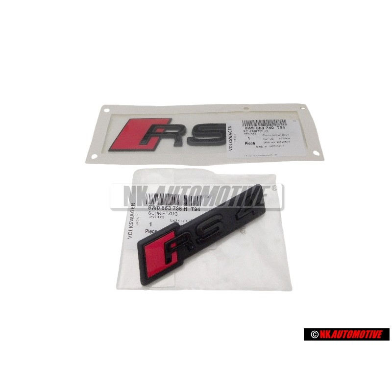 Original Audi SET Front Grill & Rear Boot Badge Emblem Black - RS4 B9.5 (8W)