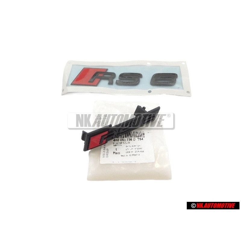 Original Audi SET Front Grill & Rear Boot Badge Emblem Black - RS6 C8 (4A)