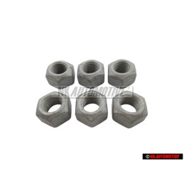 6x Original VW Exhaust, Rear Shock Absorber Hexagon Nut M10 - N 10209009