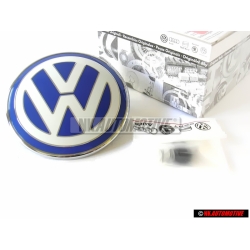 Original VW Rear Boot Twisting Badge Chrome Blue Swivel Version - 1C0853630D 39A