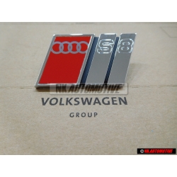 Original Audi S8 Front Grill Badge Emblem Chrome Red - 4D0853736A 2ZZ