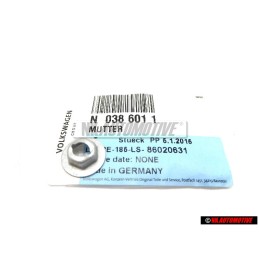 Original VW Rear Heat Shield Nut, Thread Cutting - N 0386011