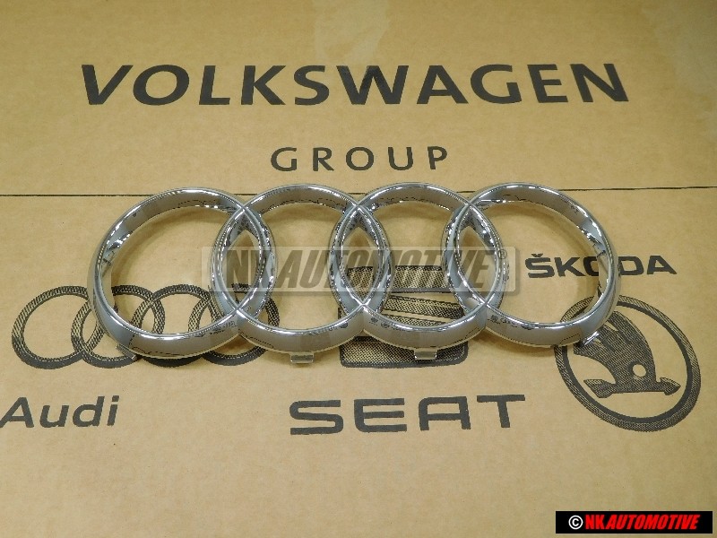 Original Audi Rings Front Grill Badge Emblem Chrome - 8T0853605 2ZZ