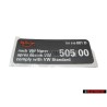 Original VW Sticker 'Oil Comply With VW Standard' - 701010081D