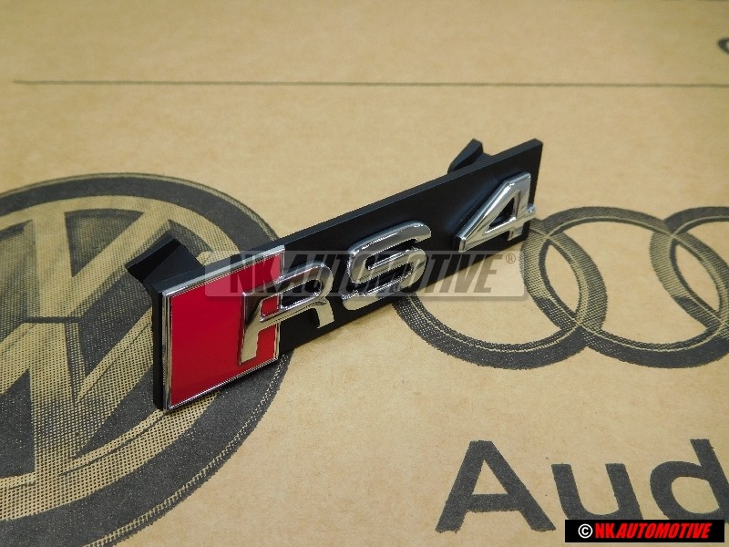 Original Audi RS4 Front Grill Badge Emblem Black Chrome Red - 8E0853736E 2ZZ
