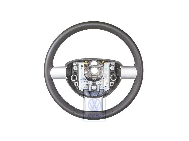 Original VW Steering Wheel (Leather) Black/Mecato Blue - 1C0419091BBNMA