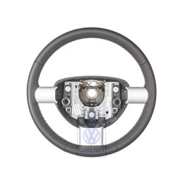 Original VW Steering Wheel (Leather) Black/White - 1C0419091DFYXX