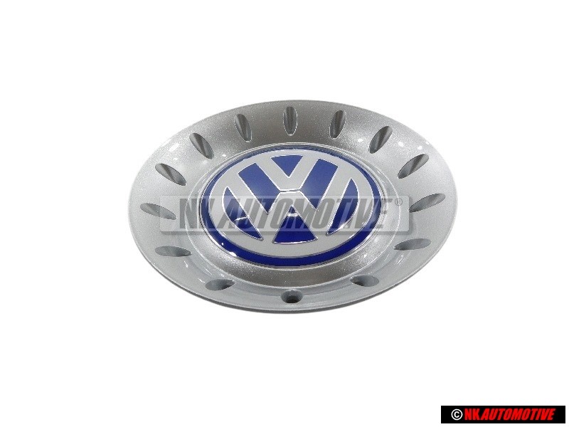 Original VW Hub Cap Bright Silver/Blue/White - 1C0601149C GTT