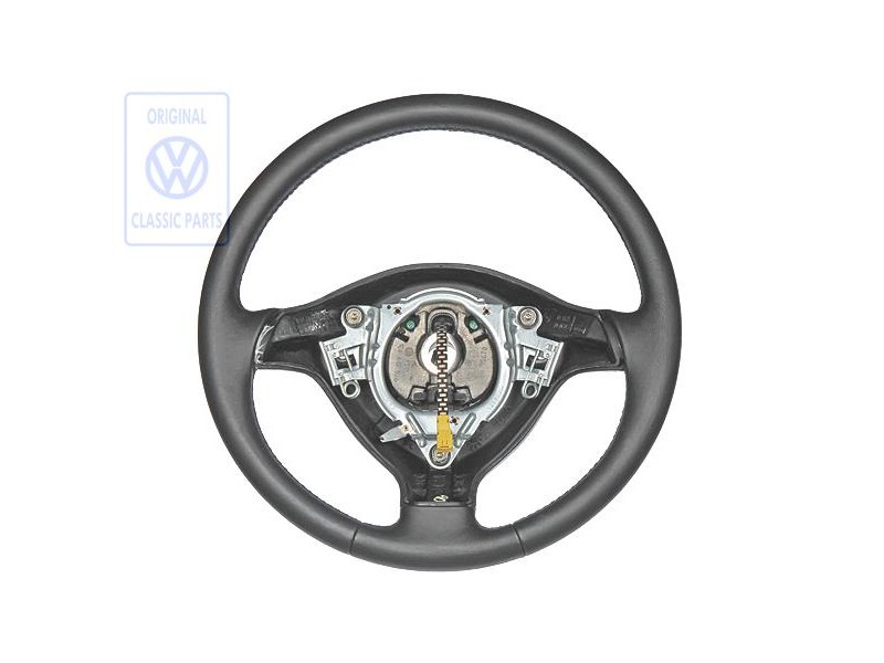 Original VW Steering Wheel (Leather) Black - 1E0419091F E74