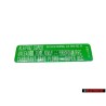 Original VW Sticker Min. Roz. 91 Bleifrei Super - 034010018N