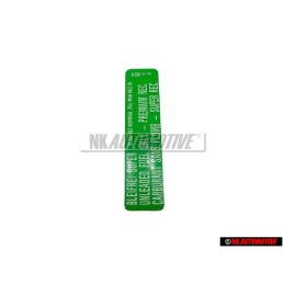 Original VW Sticker Min. Roz. 91 Bleifrei Super - 034010018N