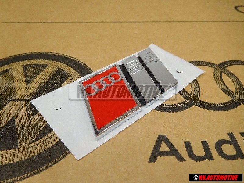 Original Audi S4 Rear Badge Emblem Chrome Red - 8D0853737B 2ZZ